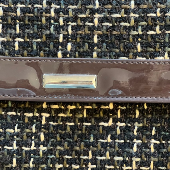 Brown Tweed Square Shaped Chain Detailed Strap  Brown Purse - Picture 4 of 7